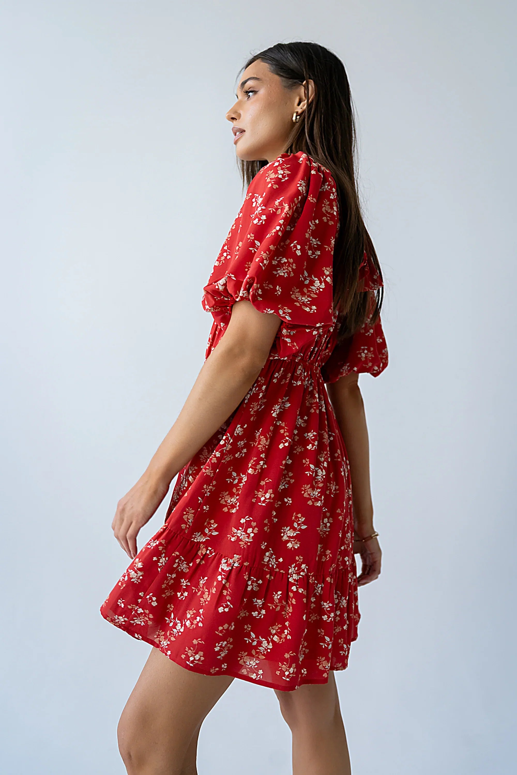 Lizzy Floral Mini Dress in Red FINAL SALE