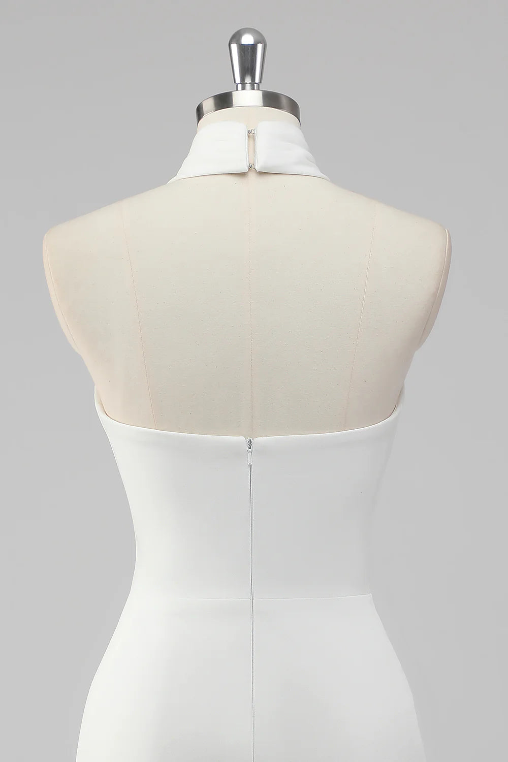 White Halter Backless Short Tight Graduation Dress