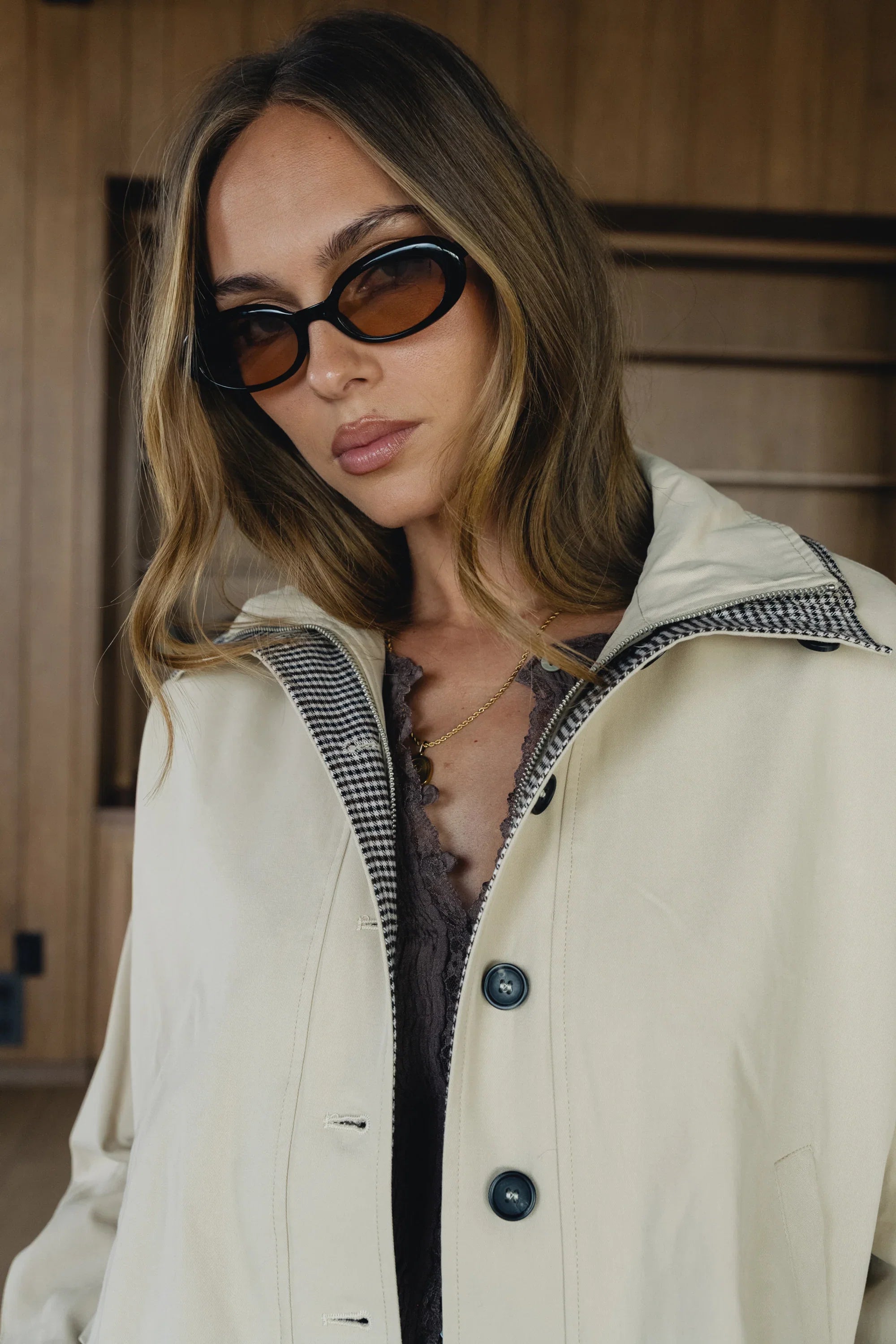 Colette Oversized Trench Jacket in Khaki
