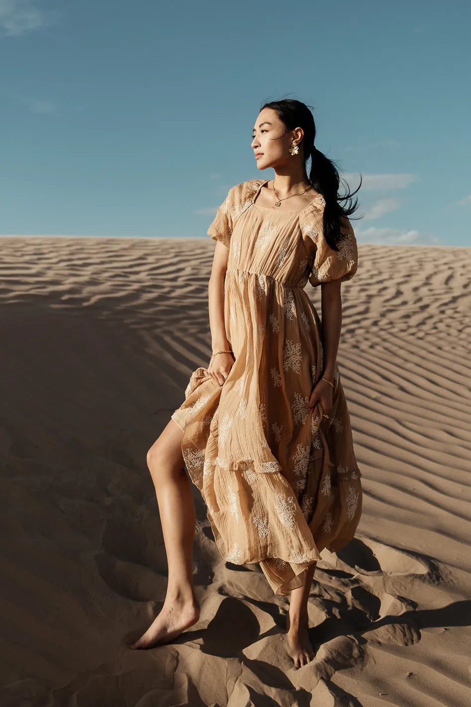 Fool For You Midi Dress in Camel FINAL SALE