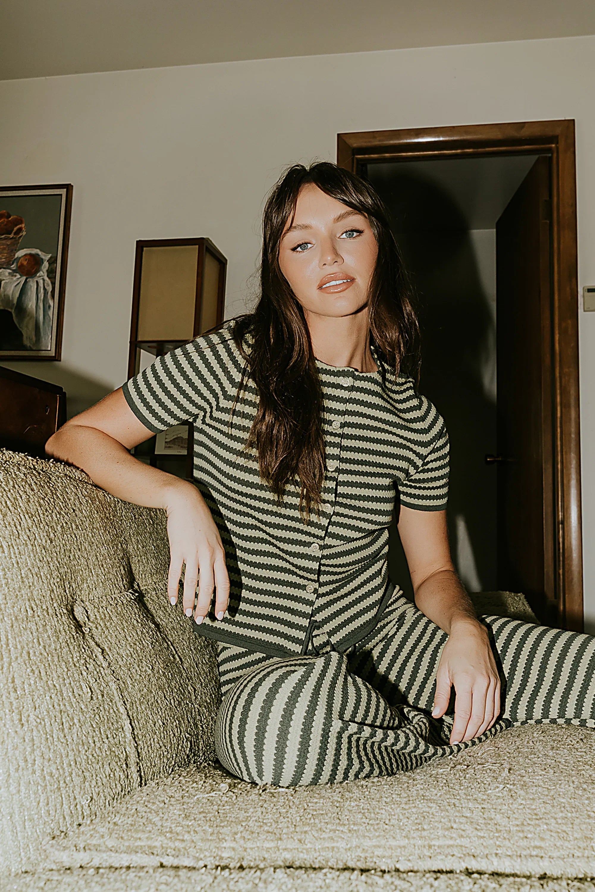 Ireland Striped Top in Green FINAL SALE