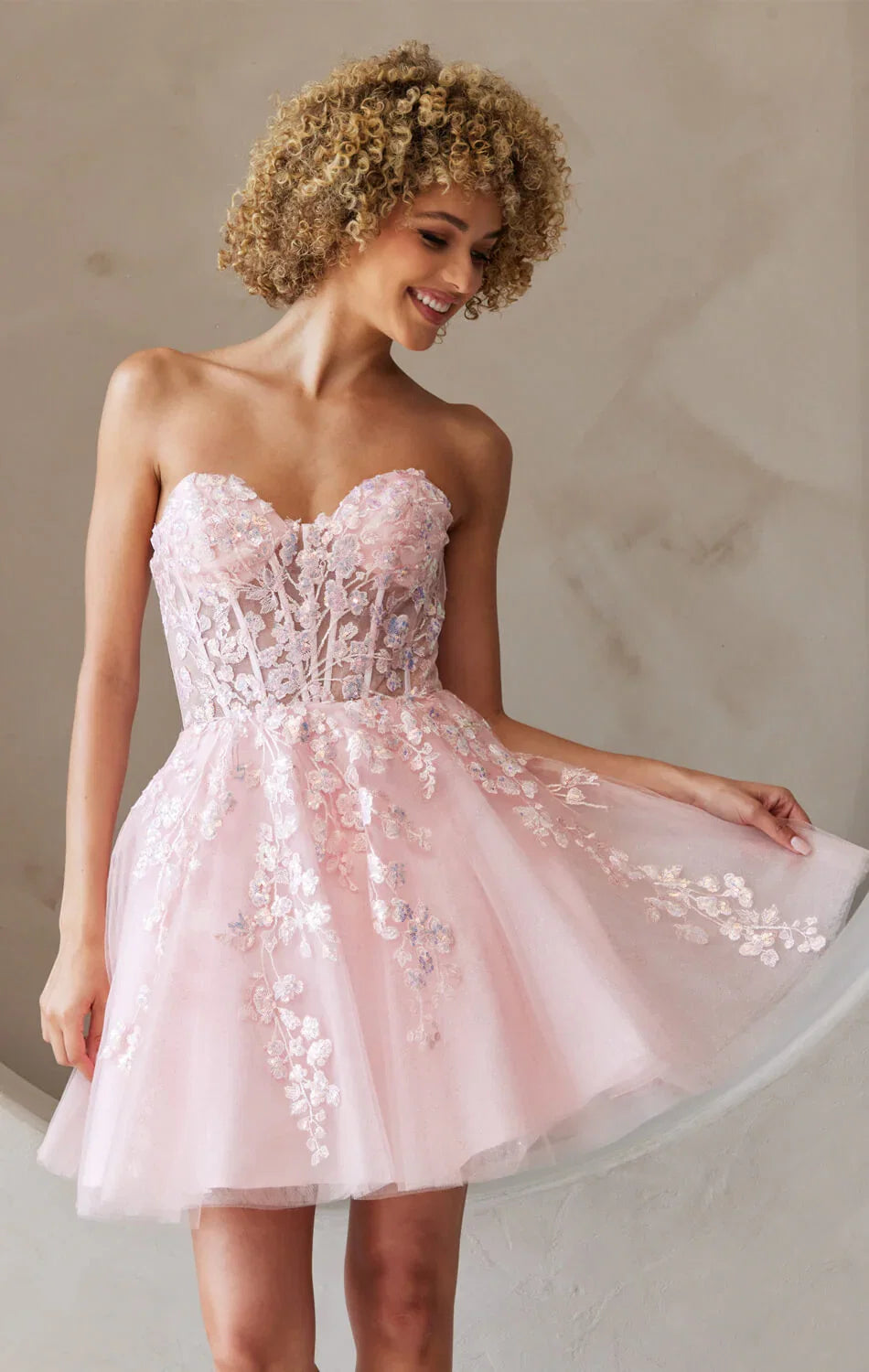 POSEY MINI DRESS FLORAL LACE CORSET COCKTAIL DRESS