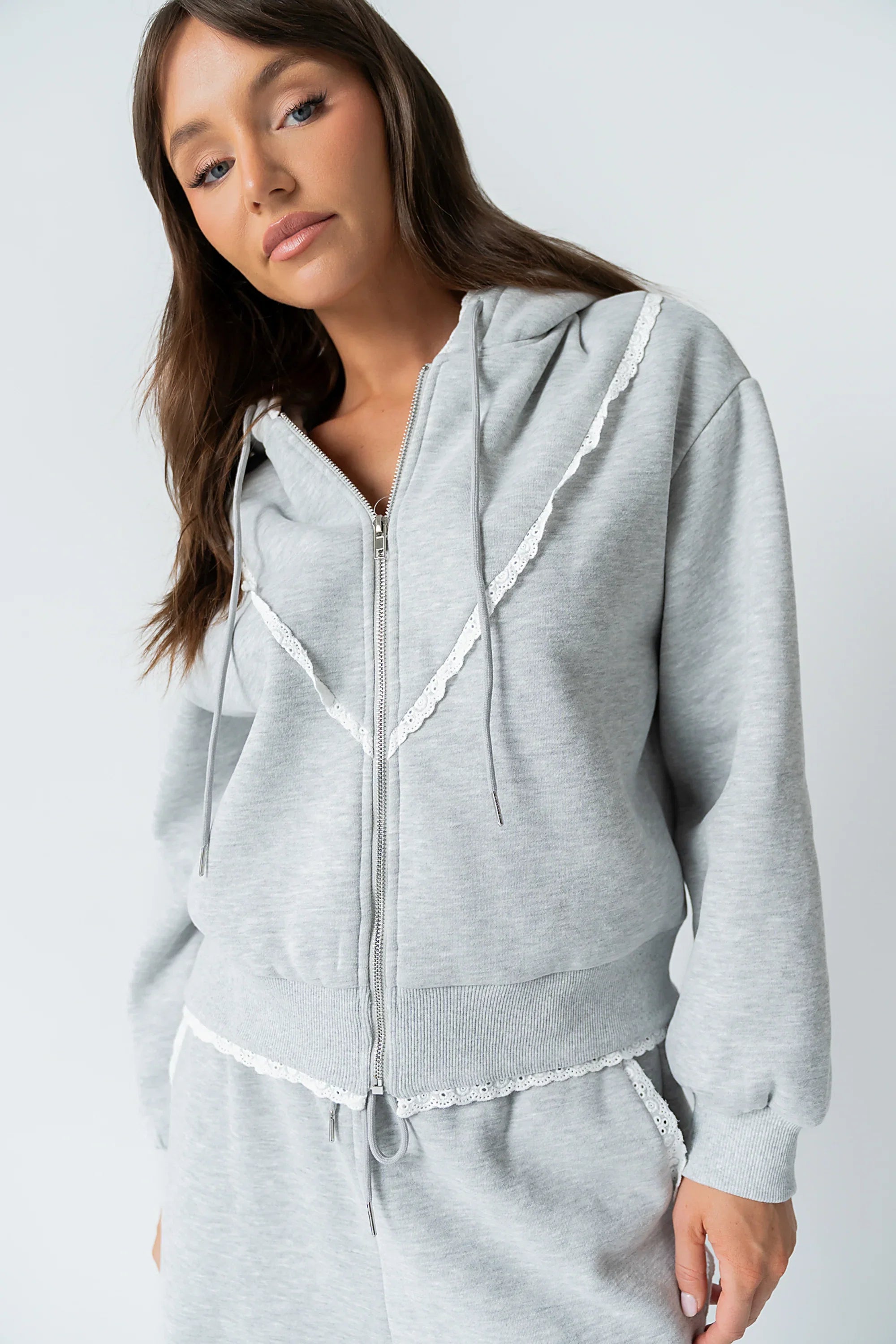 Sydney Lace Trim Zip Up
