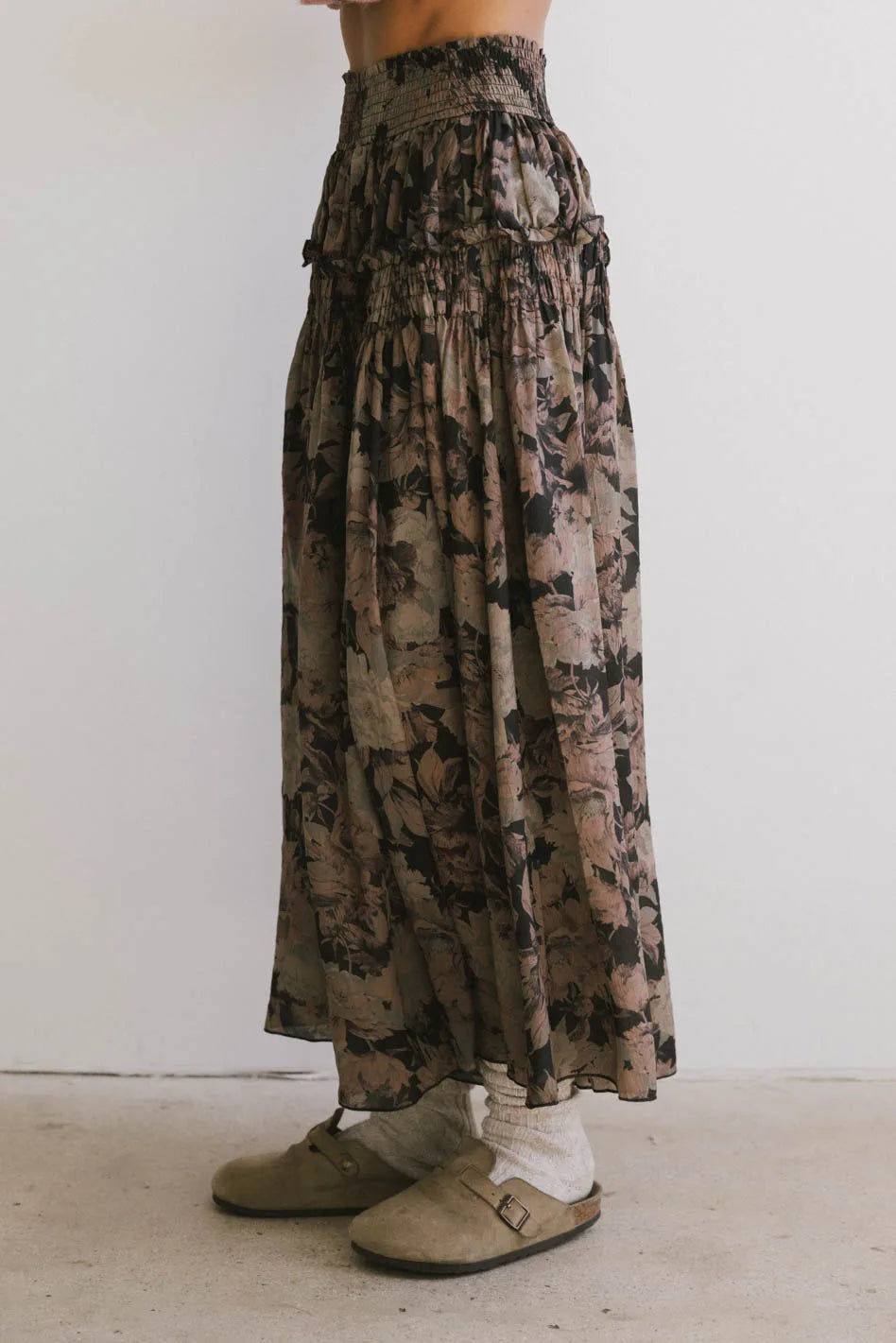 Heather Floral Maxi Skirt in Black FINAL SALE