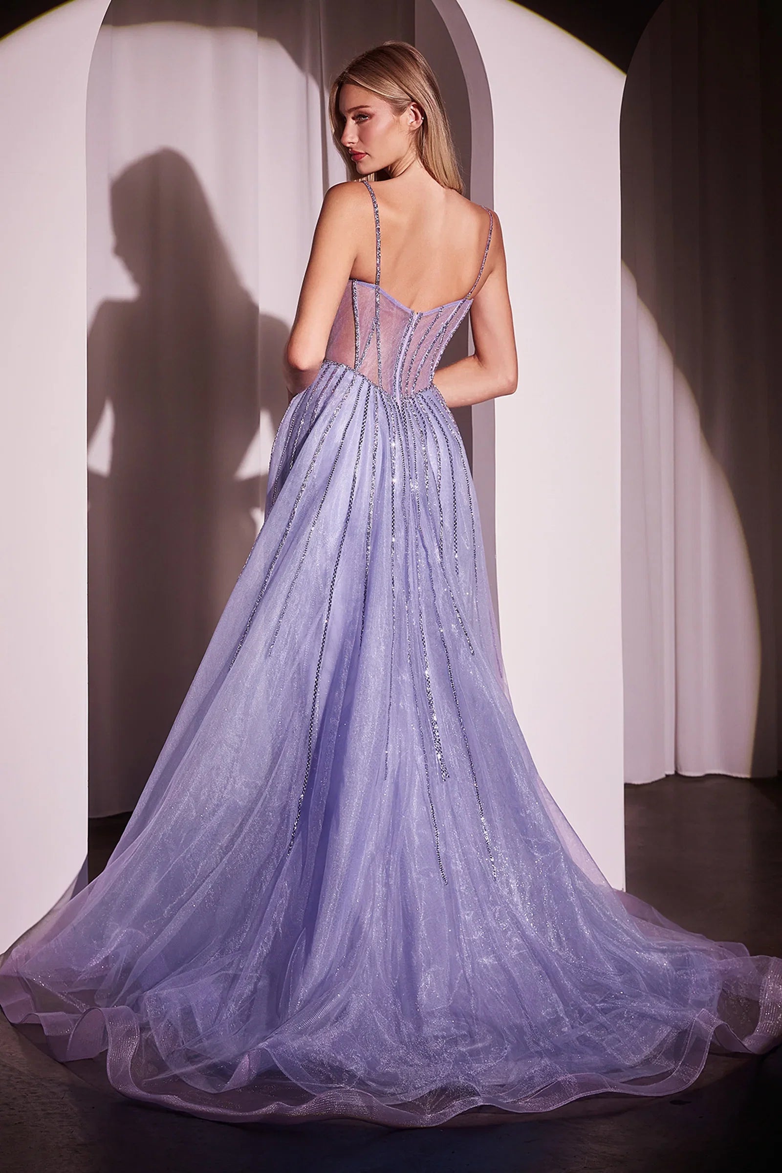 ODESSA GOWN BEADED FITTED GOWN WITH OVERSKIRT