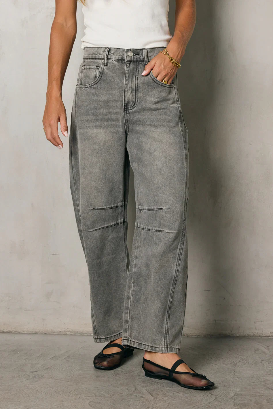 Lisette Barrel Jean in Grey FINAL SALE