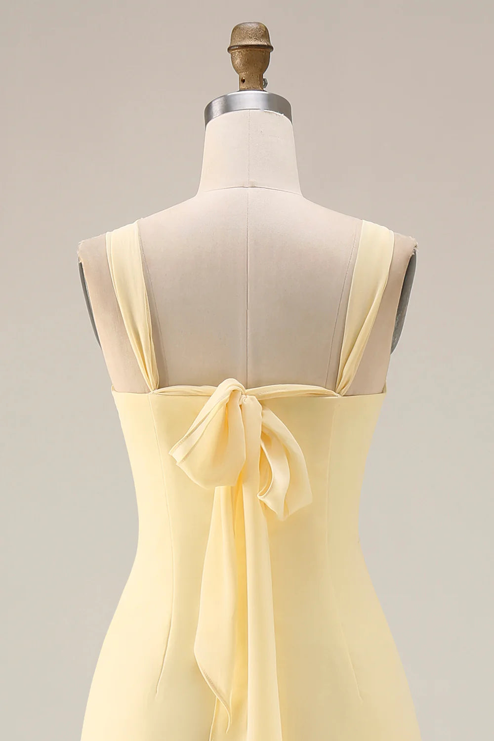 Lemon Sorbet A Line Chiffon Convertible Long Bridesmaid Dress with Slit