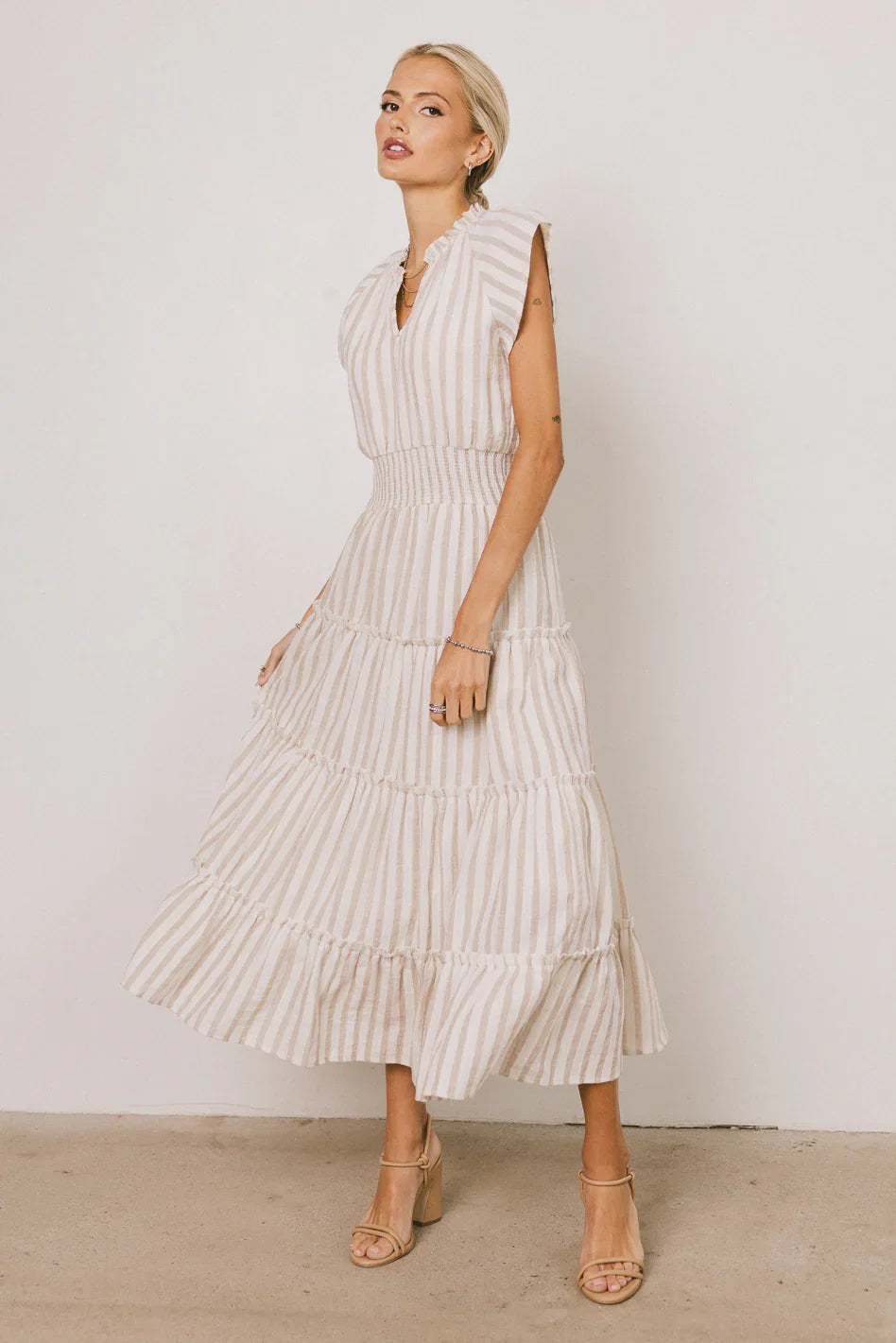 Claire Striped Maxi Dress in Taupe FINAL SALE