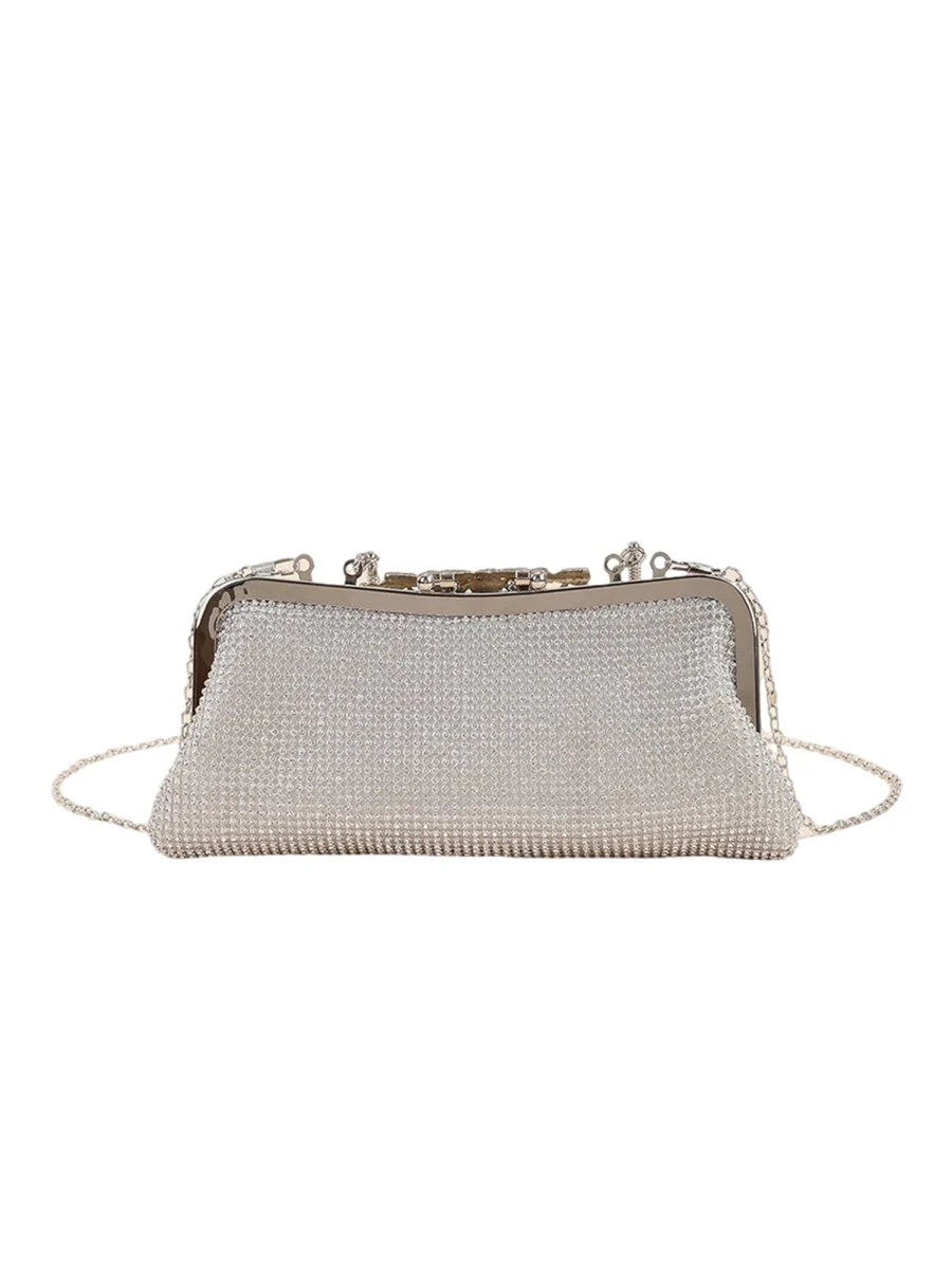 Womens Flower Rhinestones Top Handle Evening Clutch Bags