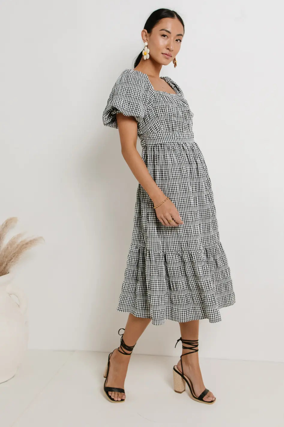 Laney Gingham Dress in Black