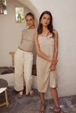 Joanna Contrast Midi Dress in Taupe FINAL SALE