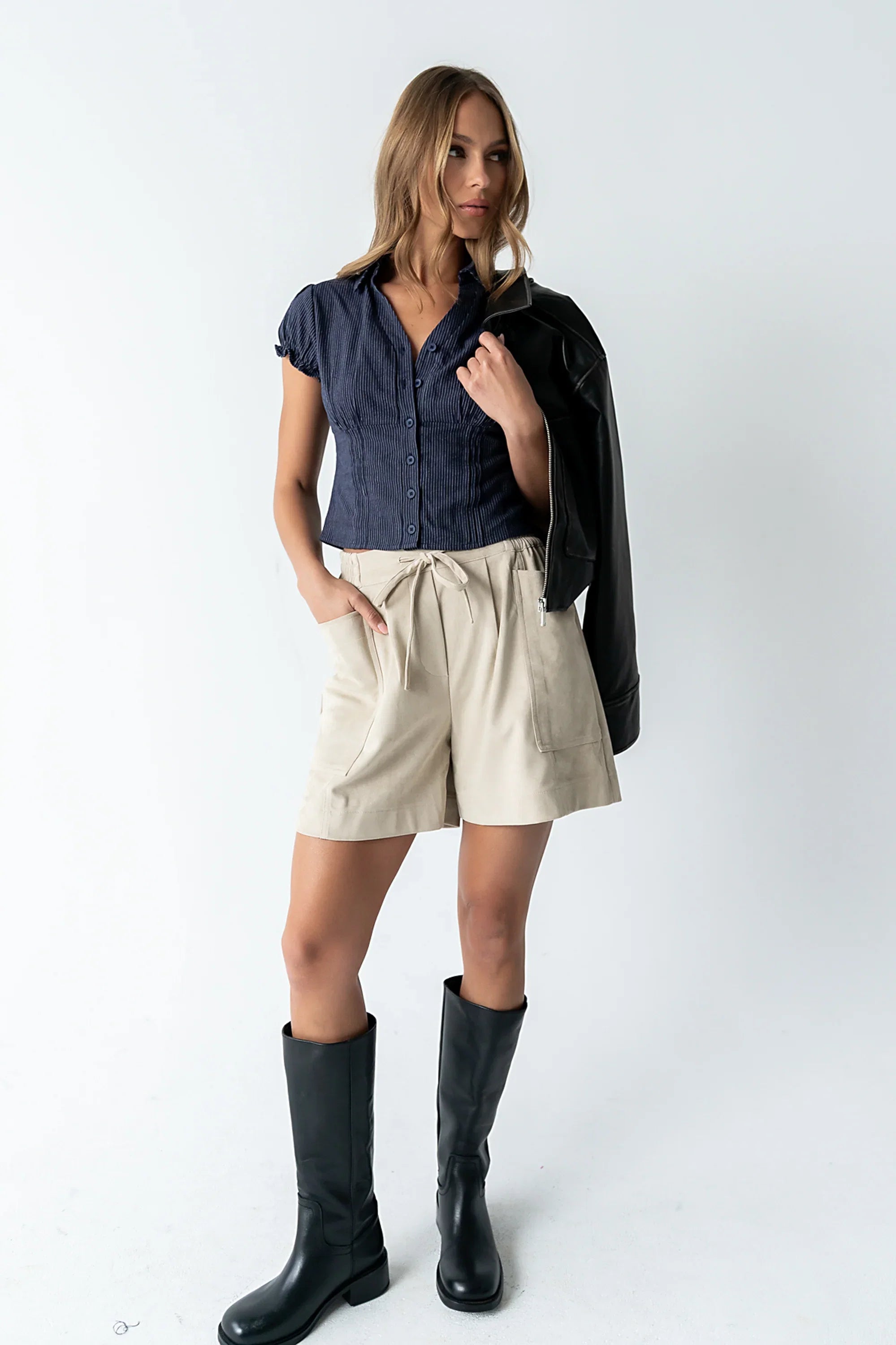 Lacie Striped Blouse in Navy