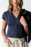Lacie Striped Blouse in Navy