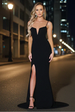 Louise Gown Black Scuba Crepe Fitted Dress