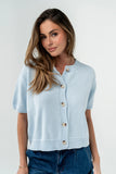 Liza Short Sleeve Cardigan in Blue