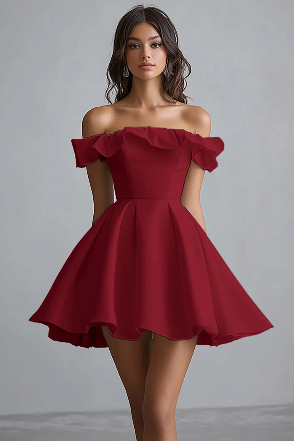White Off The Shoulder A Line Short Graduation Dress