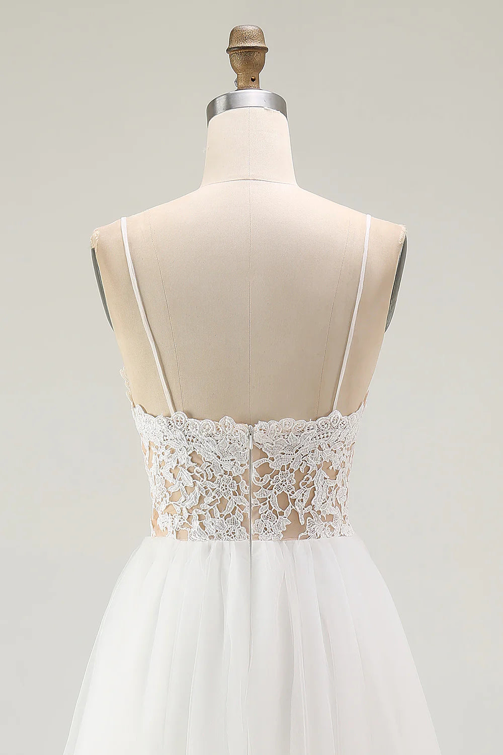 Lace White Tulle A Line Tea Length Graduation Dress
