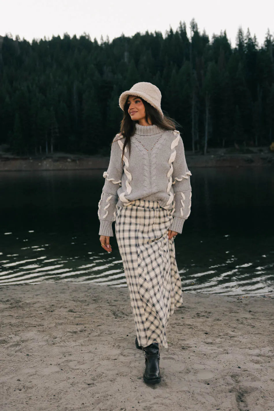 Pippin Plaid Maxi Skirt in Black FINAL SALE