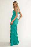 Nevaeh Ruffle Maxi Dress Turquoise