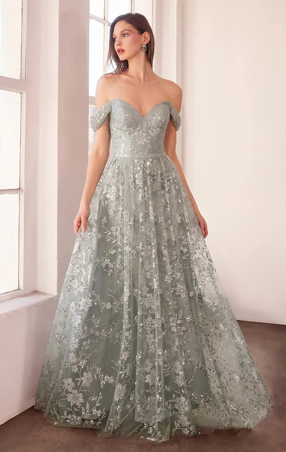 Veronica Gown Glitter Print A line Dress