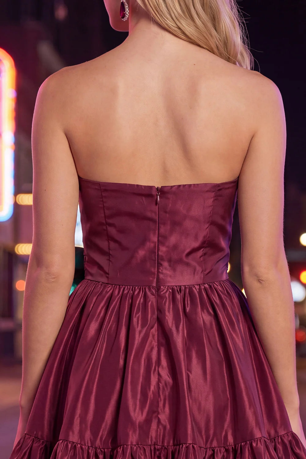 Strapless Blue A Line Short Homecoming Dress with Bow