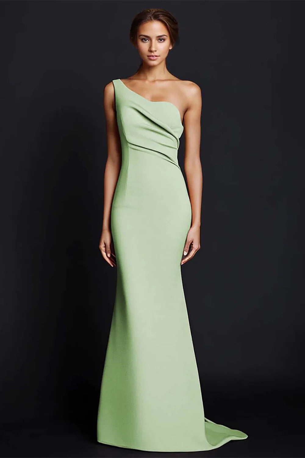 Khaki Mermaid One Shoulder Maxi Dress