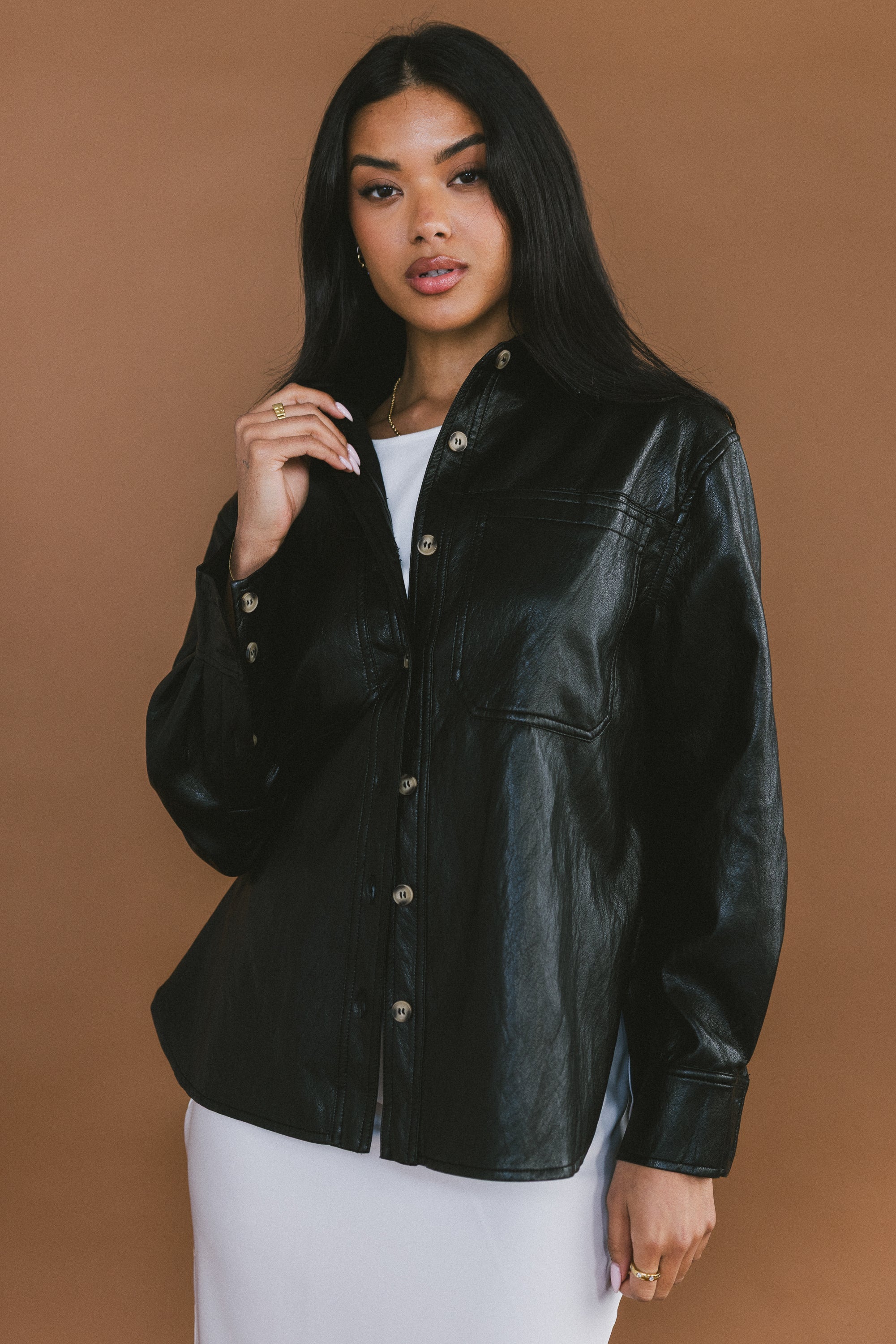 Bruno Vegan Leather Shacket FINAL SALE