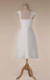 Straps Empire Waist Sheath Tea Length Chiffon Wedding Dress