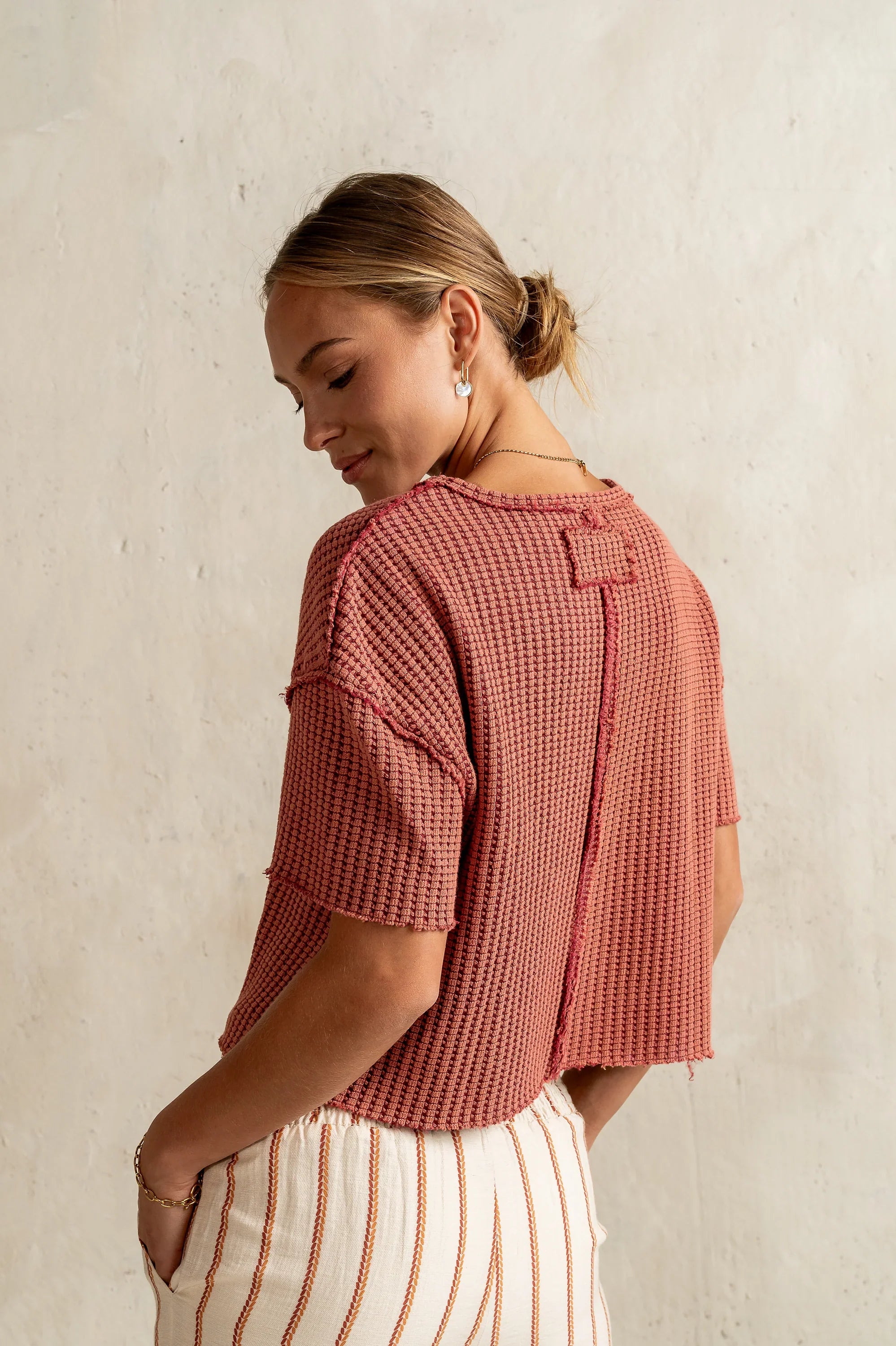 Amaya Knit Tee in Brick FINAL SALE