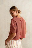 Amaya Knit Tee in Brick FINAL SALE