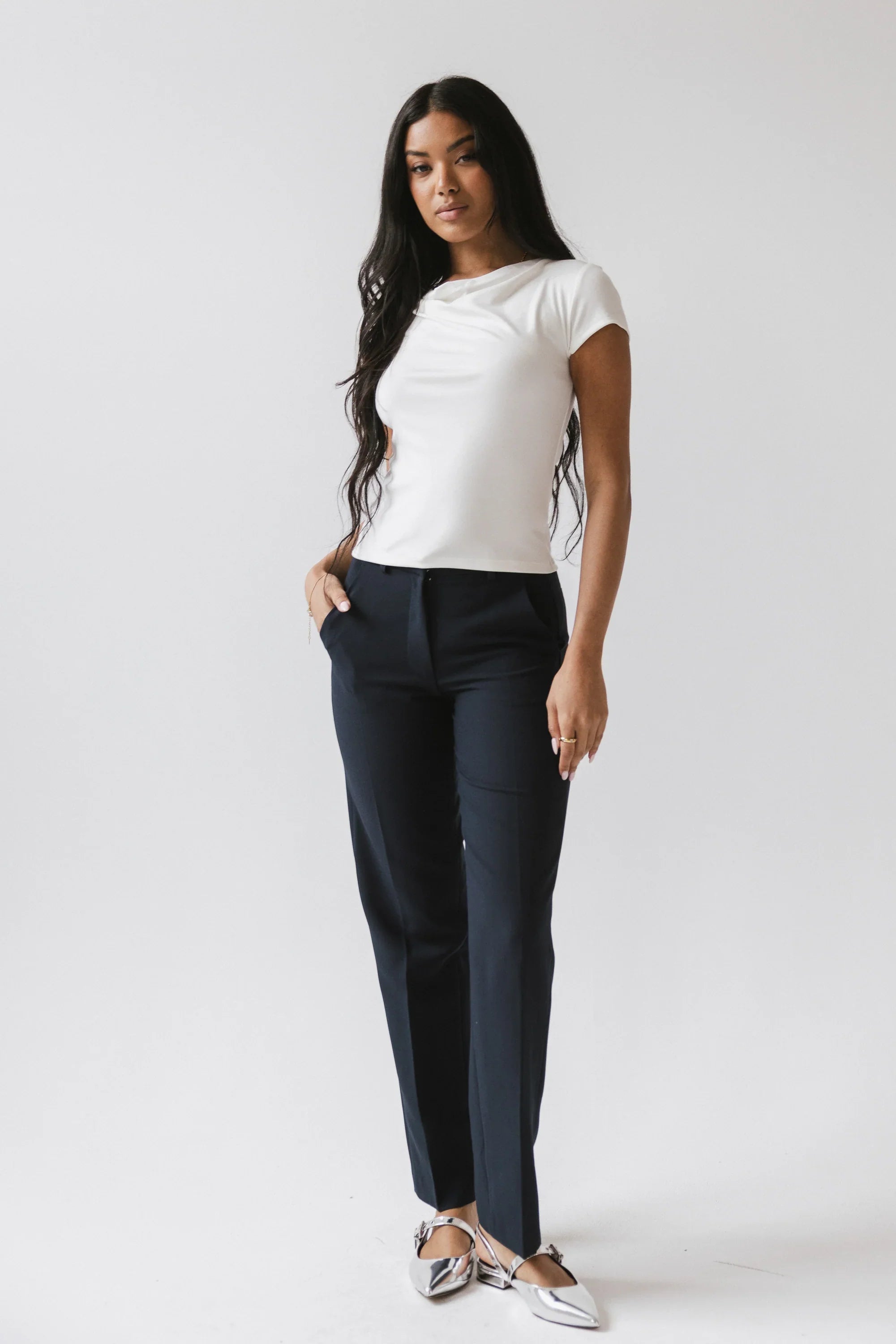Paula Cowl Neck Top in White