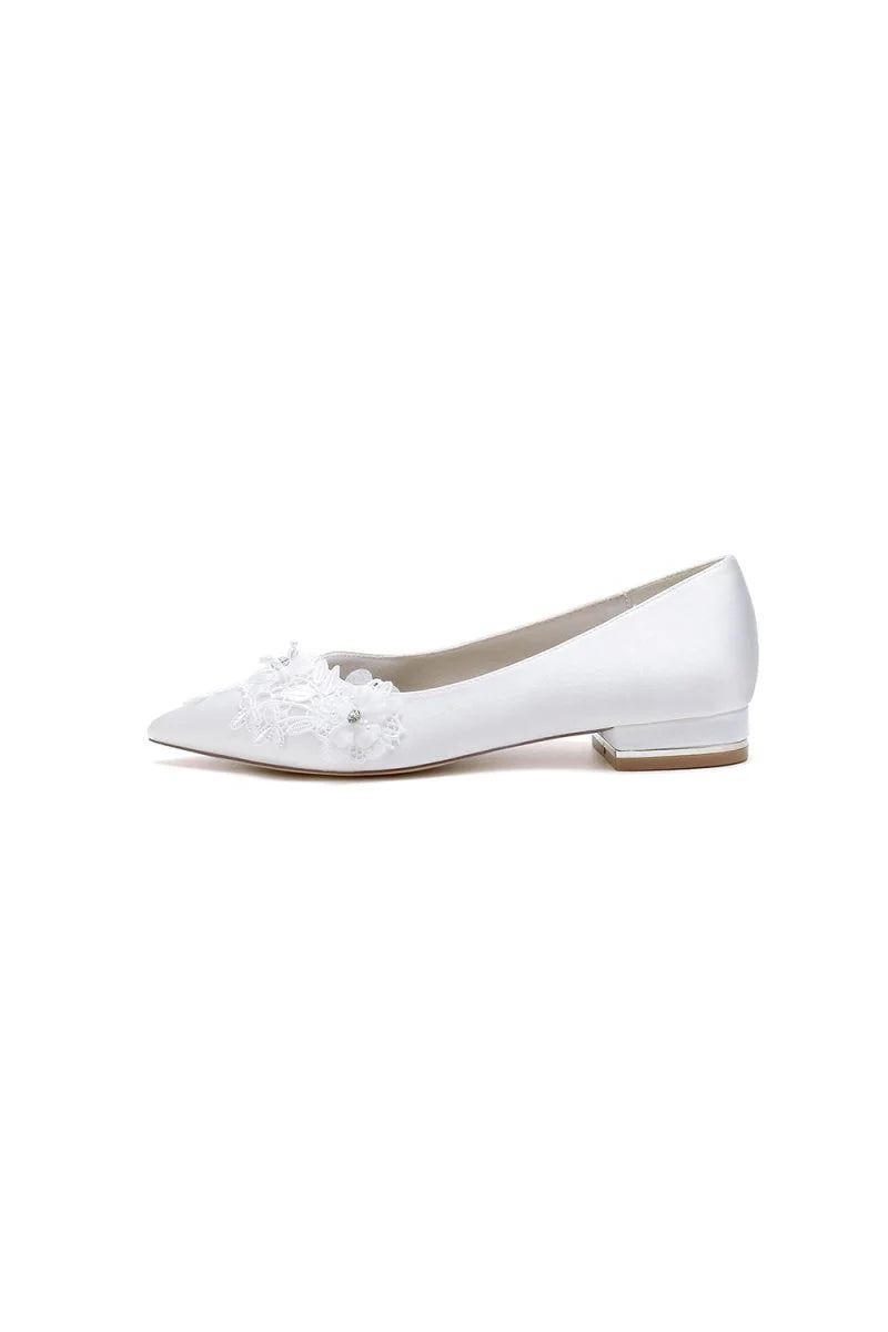 Pointed Toe Low Heels with Lace