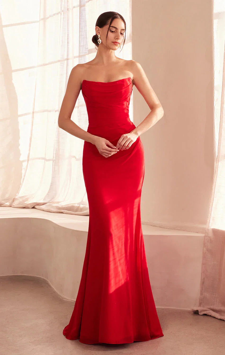 Haven Gown Chiffon Fitted Long Strapless Dress