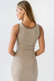 Kamber Striped Midi Tank Dress in Brown