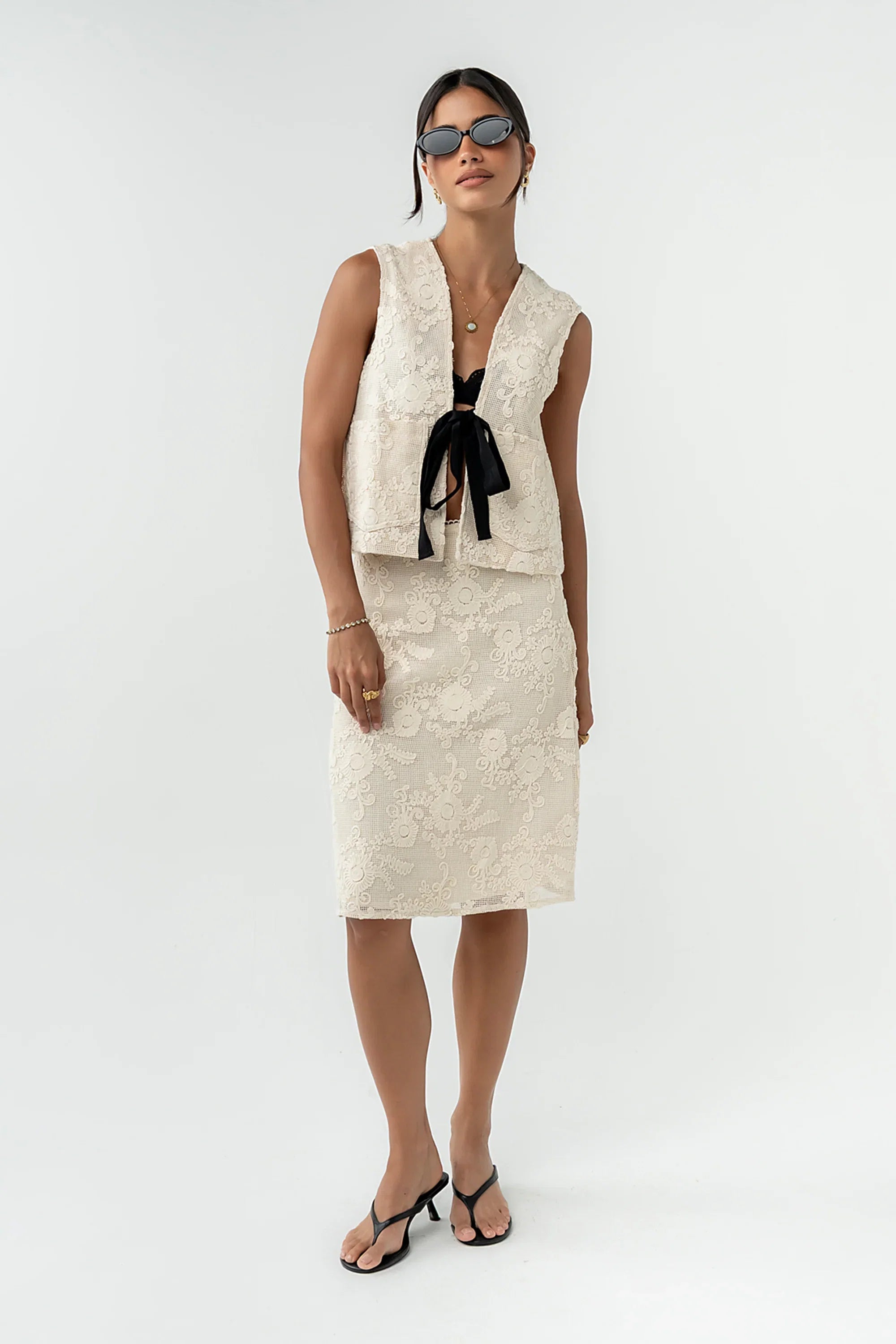 Justin Crochet Midi Skirt