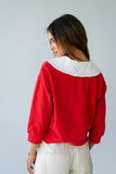 Eddie Collared Sweatshirt in Red