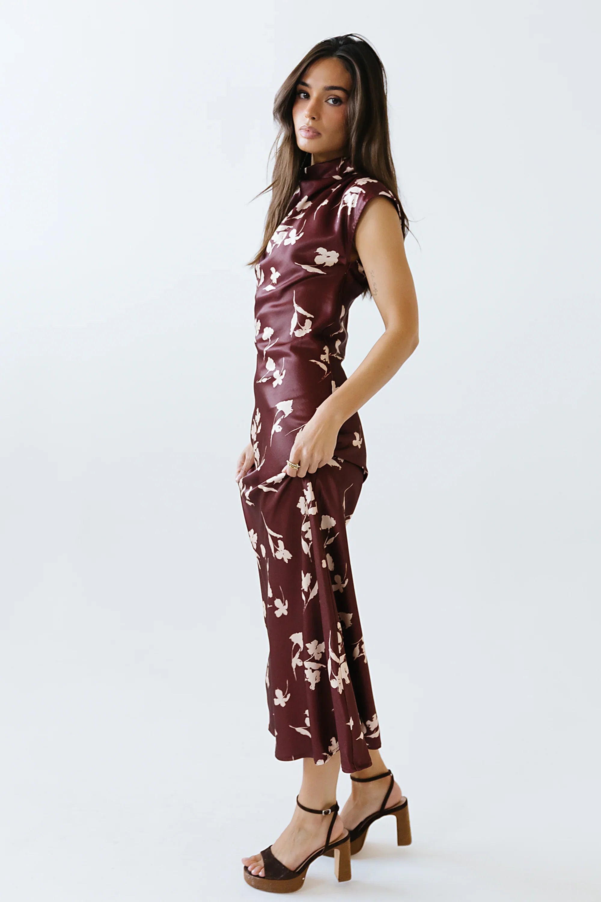 Carson Floral Maxi Dress in Red Brown FINAL SALE