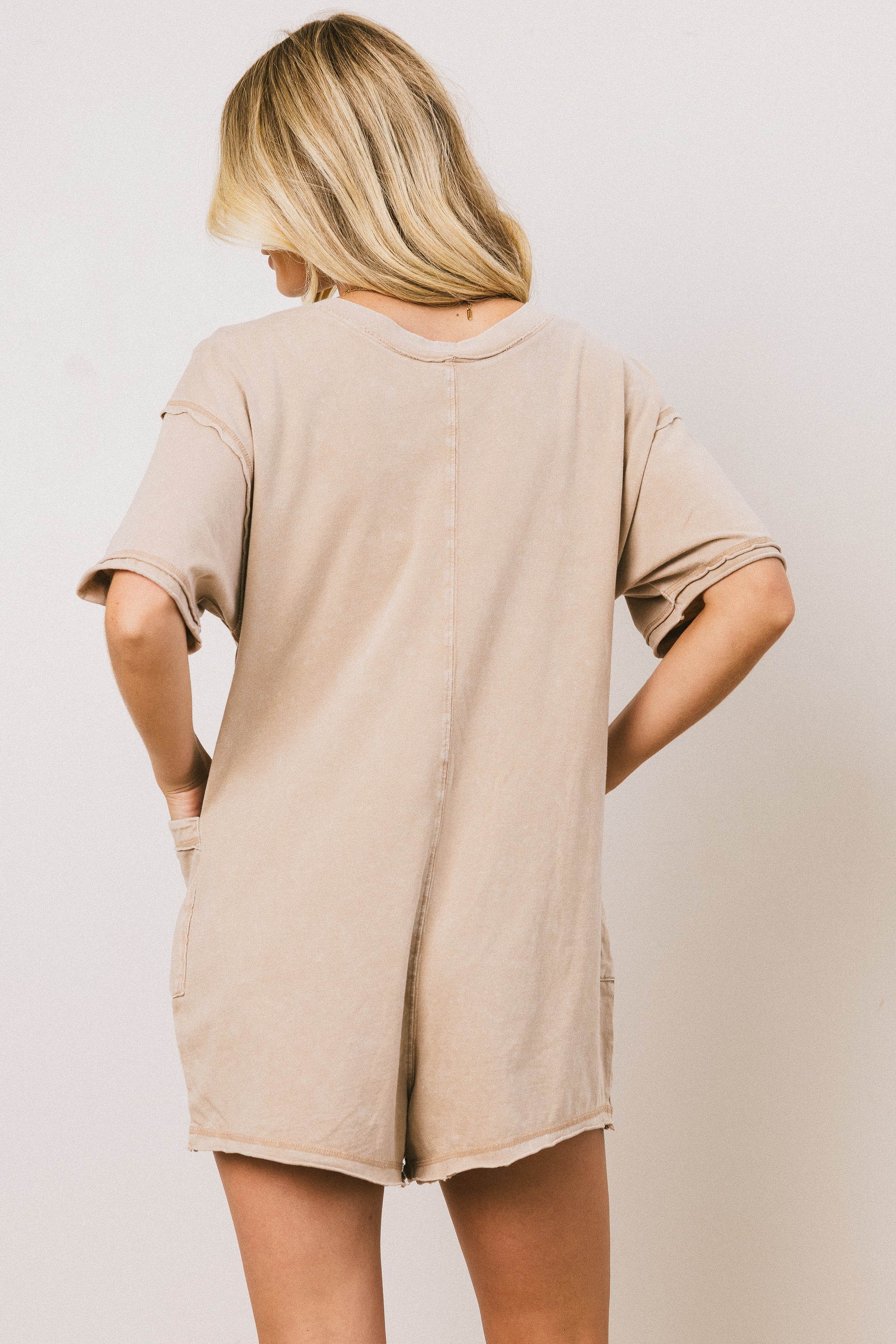 Lynn Relaxed Romper in Taupe FINAL SALE