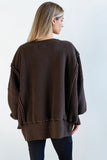 Moxie Oversized Sherpa Sweater in Brown FINAL SALE