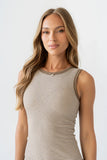 Kamber Striped Midi Tank Dress in Brown