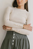 Lonnie Button Sleeve Sweater in Oatmeal FINAL SALE