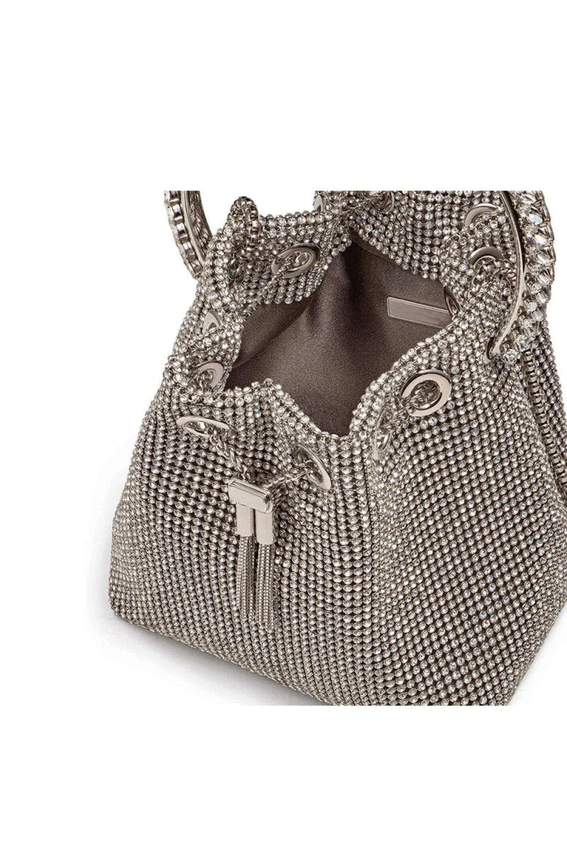 Womens Small Rhinestone Clutch Bucket Bags