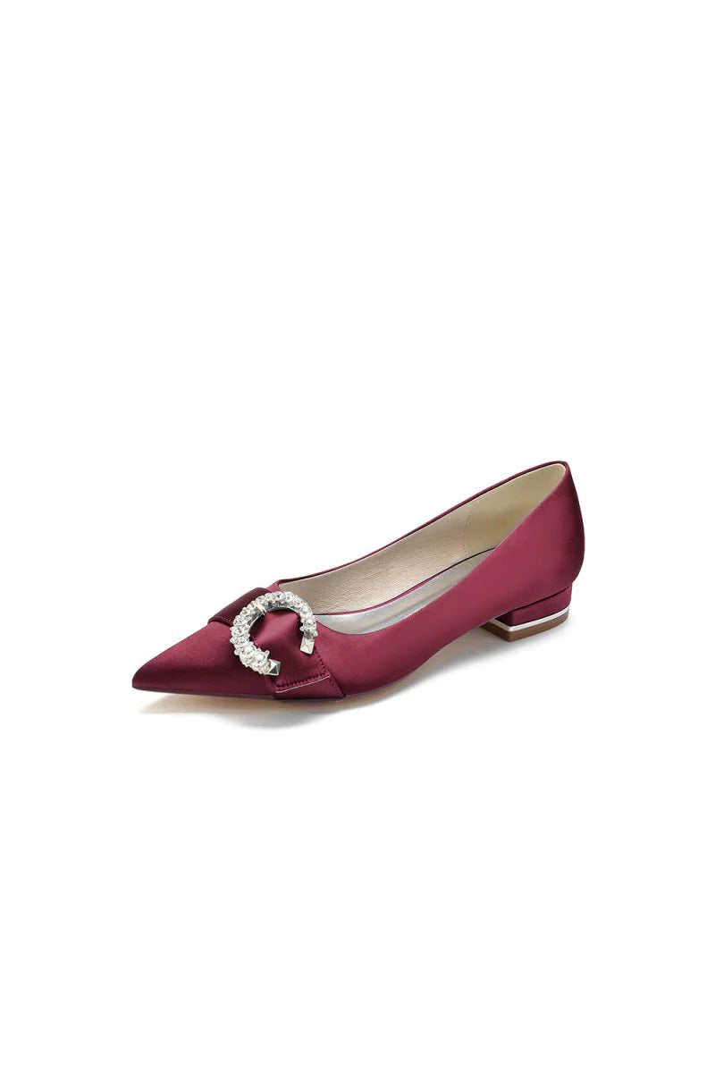 Beading Pointed Toe Kitten Heels