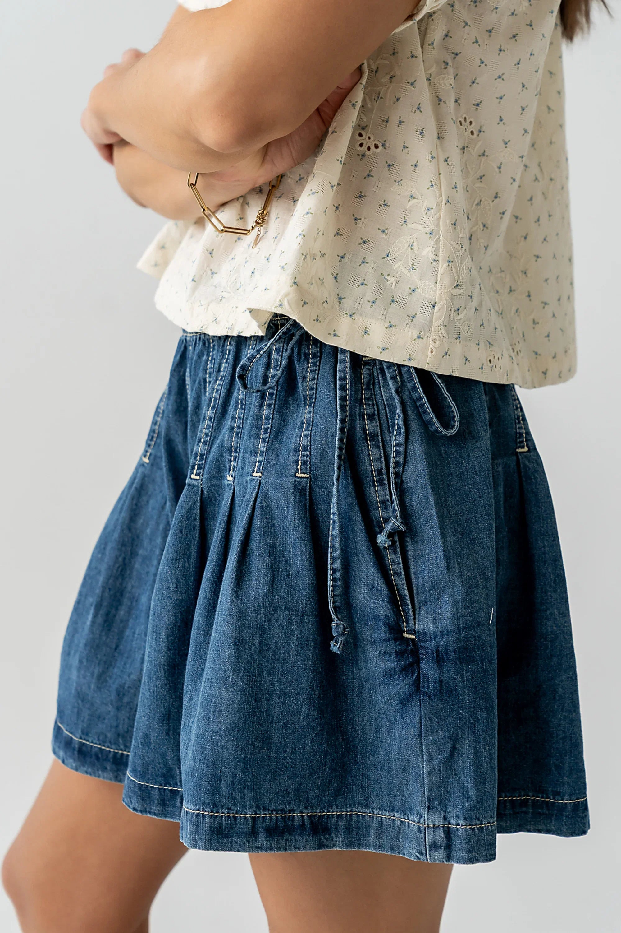 Reika Pleated Denim Shorts