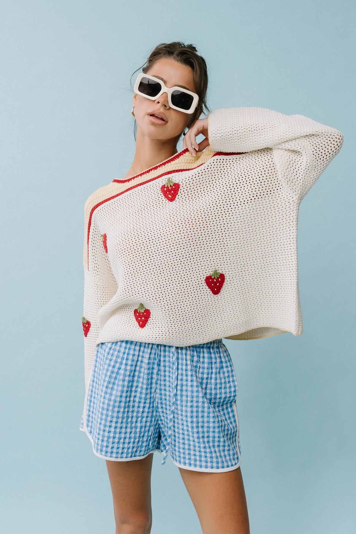 Maia Gingham Shorts in Blue