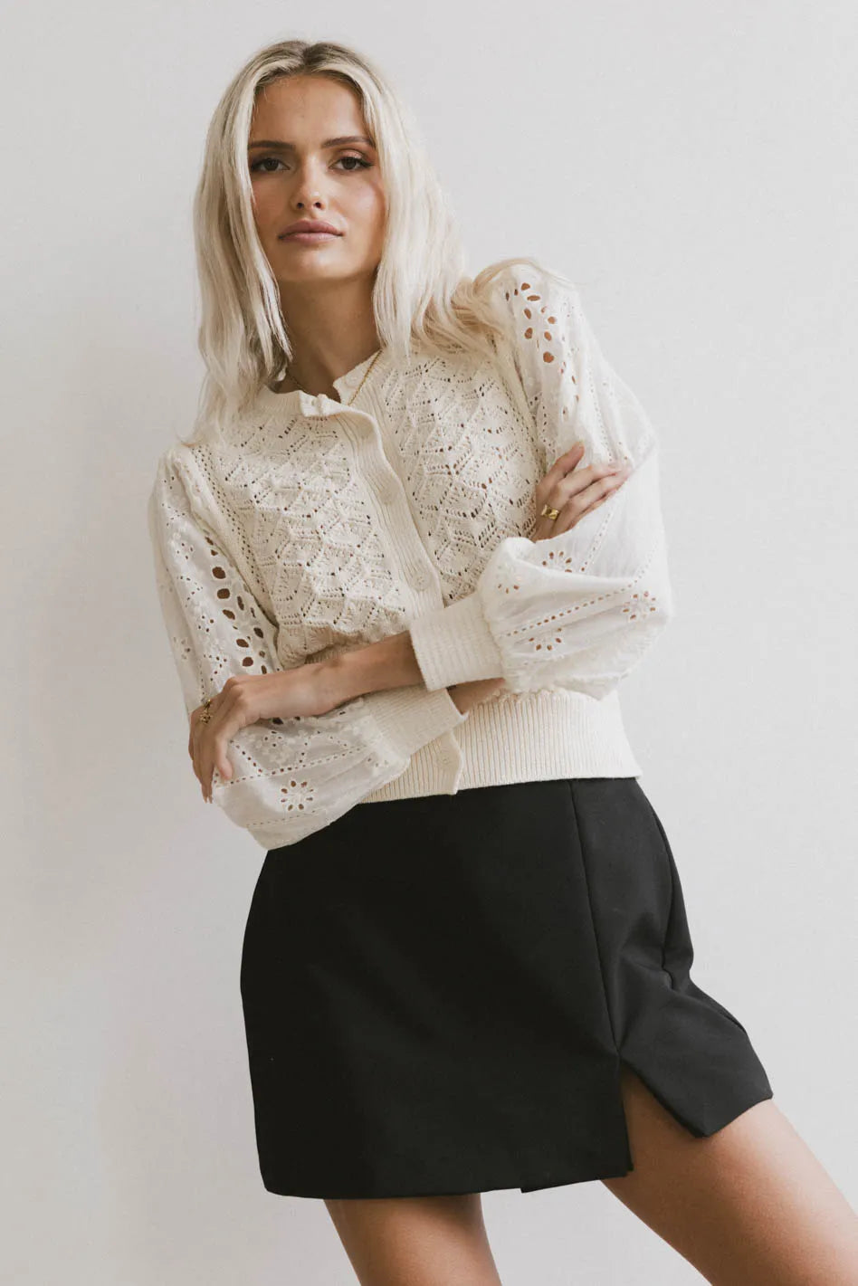 Tamsin Knit Cardigan in Cream FINAL SALE