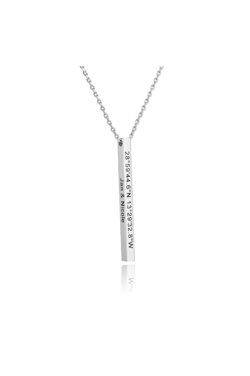 Personalized Gift 3D Bar Dimensional Pendant Necklaces