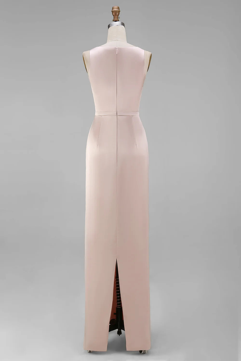 Sage Green Sheath Bateau Neck Satin Bridesmaid Dress