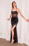 Nadine Dress Long Satin Gown with Corset Bodice