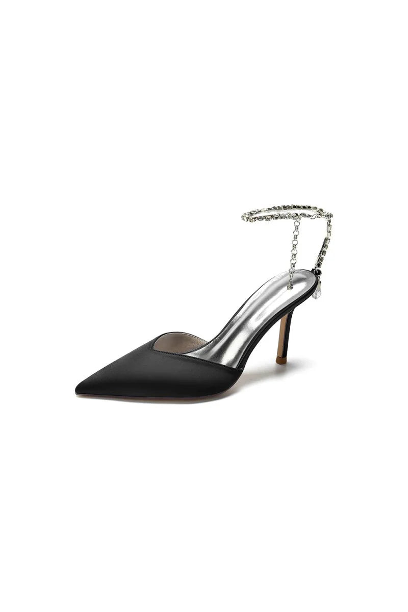 Cocktail Pointed Toe Crystal Strap High Heels